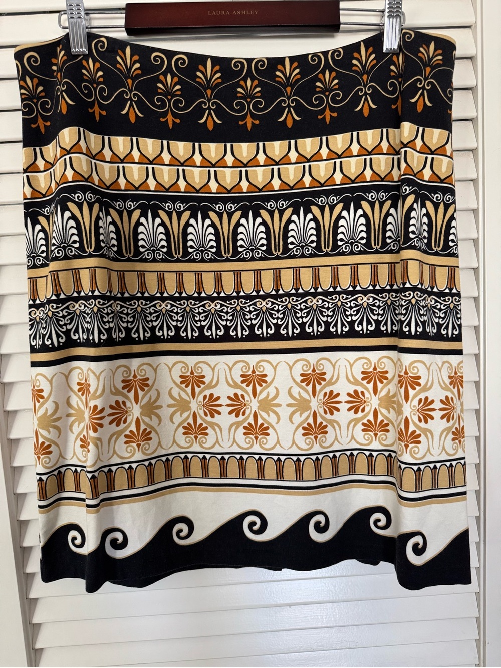 J. McLaughlin Black, Gold and Cream Ornate Border Mini Skirt